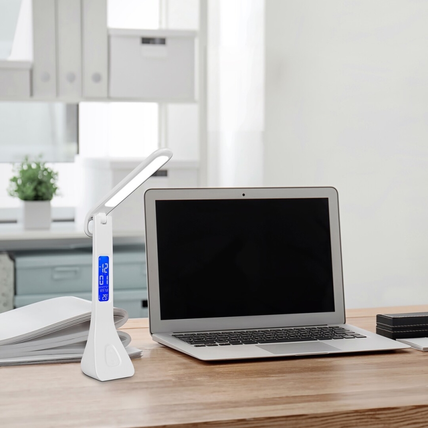 Rabalux - Lâmpada de mesa LED regulável com display LED/7W/5V 4000K branco